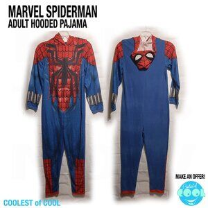 Marvel Spiderman adult men's size Large one piece pajama with Spidey mask hood